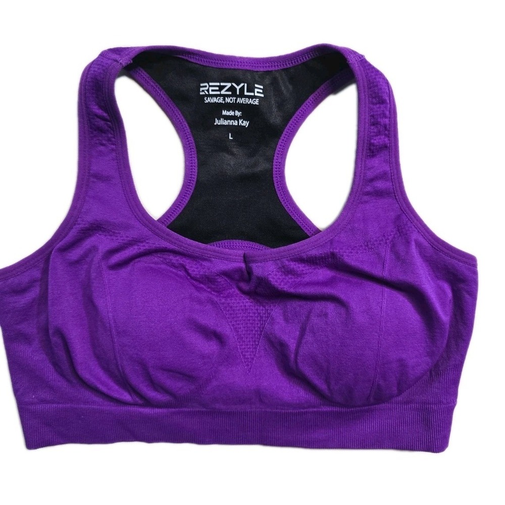 Rezyle Sport Bra Women's Nonremovable Cups, Purple Wireless